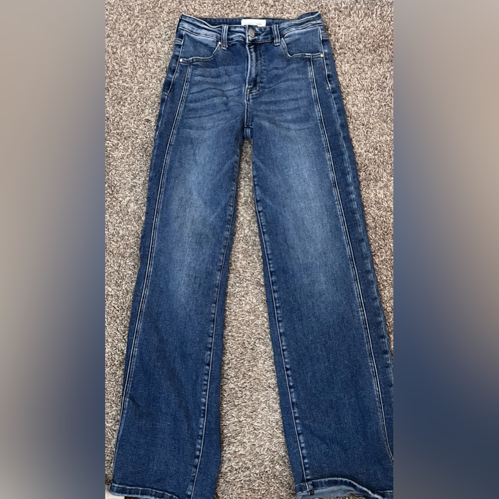 Risen straight leg jeans